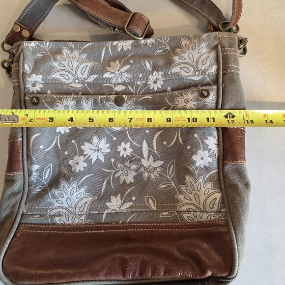 Myra Bag - Floral Canvas Leather - Crossbody Shoulder Boho Cottagecore Artisan - Picture 2 of 8
